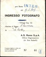 Pass fotografico Roma/Inter 1968/69